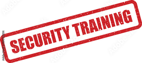 A textured rubber stamp impression displaying the text SECURITY TRAINING within a rectangular frame, representing educational development