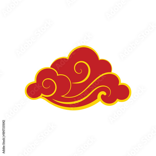 Oriental waves chinese vector. Stylized ocean wave curls, graphics collection, Chinese New Year, oceanic water asian decorative ornamental splashes vector elements
