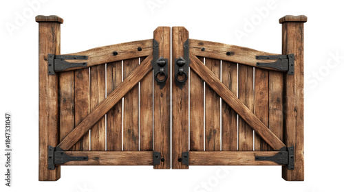 The wooden gate has a rustic, old-fashioned look to it