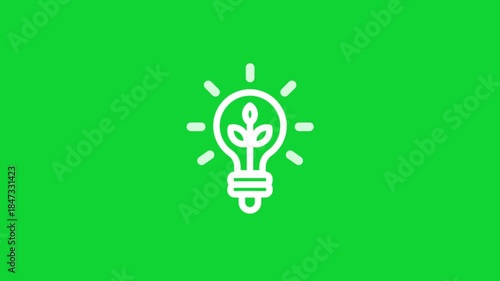 Eco light bulb icon with plant with leafs .simple Eco idea concept animation