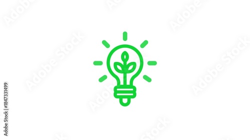 Eco light bulb icon with plant with leafs .simple Eco idea concept animation