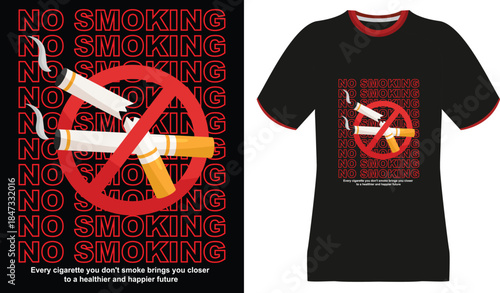 No Smoking Graphic Design with Cigarettes and Warning Symbol
