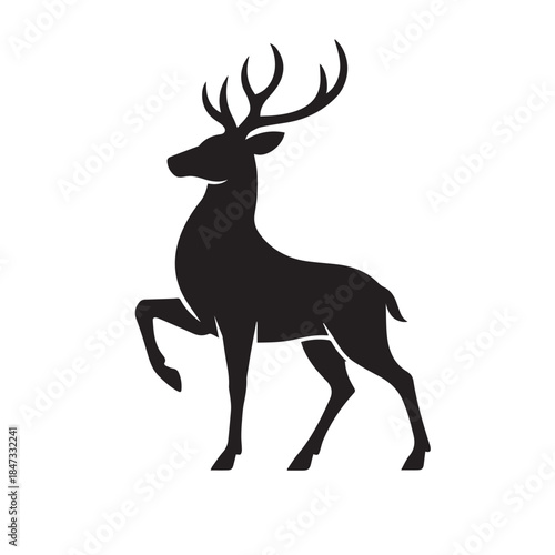 Proud standing deer silhouette perfect for crest and heraldic graphics.