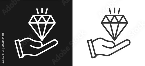 Value Outline Style Icon. On Black And White Background Version