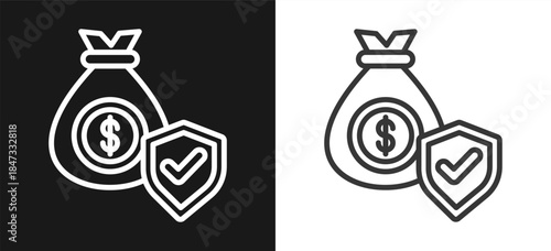 Safety Outline Style Icon. On Black And White Background Version