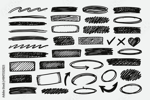 Hand Drawn Highlight Marker Shapes for Editorial and Infographic Vector Design
