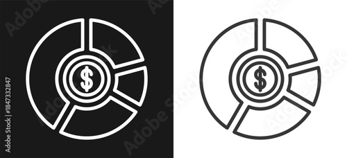 Allocation Outline Style Icon. On Black And White Background Version