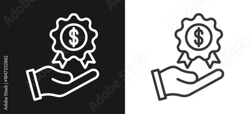 Reward Outline Style Icon. On Black And White Background Version