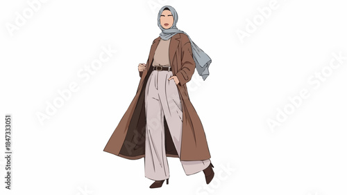 Elegant Muslim Woman in Modest Fashion Outfit.