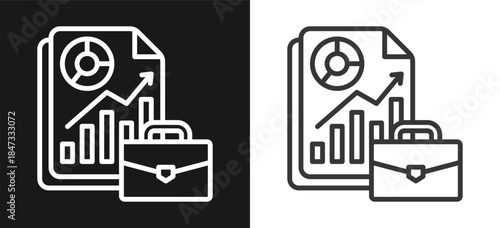 Portfolio Outline Style Icon. On Black And White Background Version