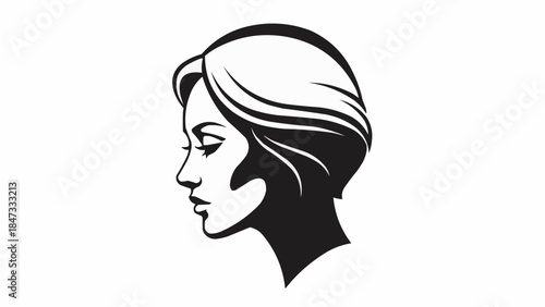 Elegant Woman Profile Silhouette with Stylish Short Haircut.