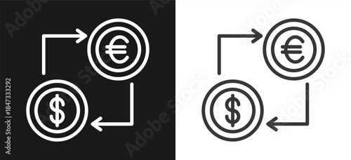 Exchange Outline Style Icon. On Black And White Background Version