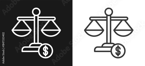 Balance Outline Style Icon. On Black And White Background Version