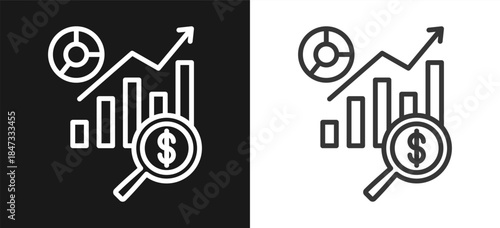 Research Outline Style Icon. On Black And White Background Version