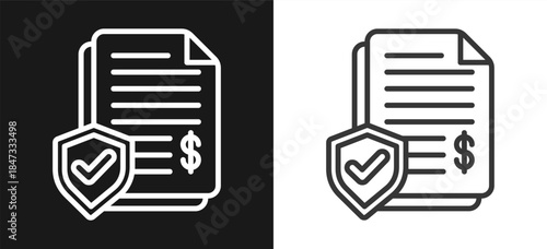 Insurance Outline Style Icon. On Black And White Background Version