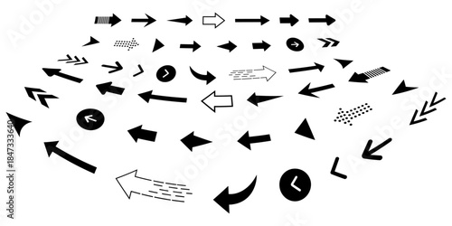 Black vector arrows collection. Arrow. Cursor. Arrow vector icon.Set different arrows or web design. Arrow flat style isolated on white background, Direction symbols - vector illustration