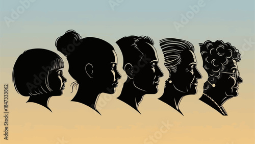 Diverse group of people in silhouette representing different ages.
