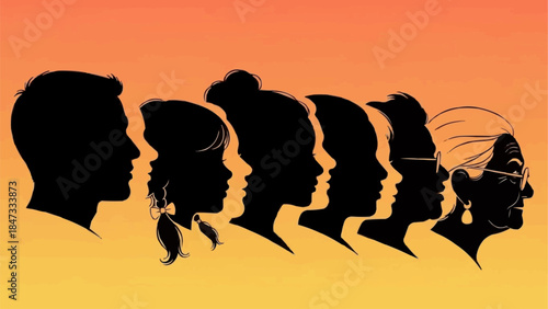 Diverse group of people in silhouette representing different ages and genders.