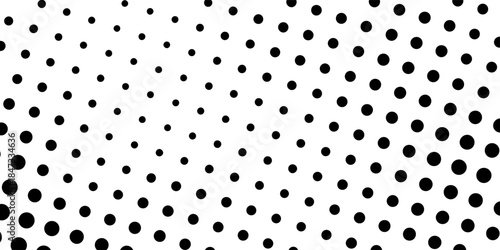 Abstract row of black dots, seamless white paper pattern background. Monochrome graphic copy space mockup design.vector eps10