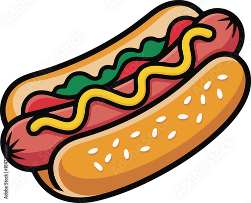 Hot Dog Flat Vector | Fast Food Illustration
