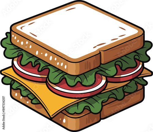 Sandwich Flat Vector | Snack Food Illustration