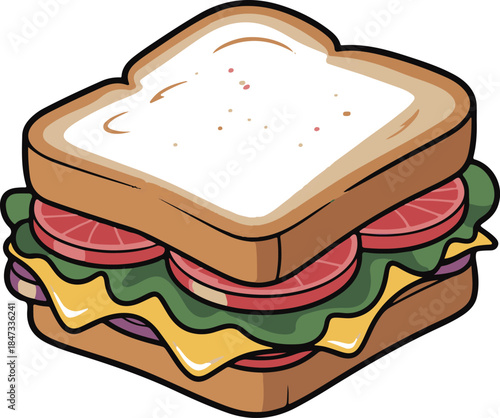 Sandwich Flat Vector | Snack Food Illustration