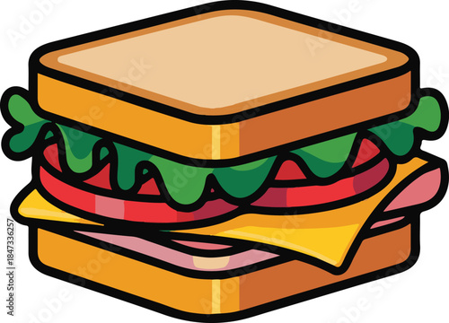Sandwich Flat Vector | Snack Food Illustration