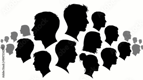 Diverse group of people silhouettes representing community and connection.