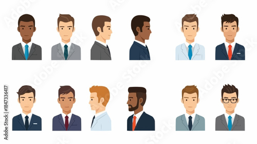 Collection of diverse male business professionals in formal attire.