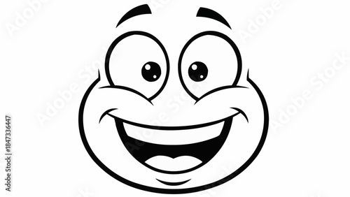 Cartoon Face with Big Smile and Wide Eyes.