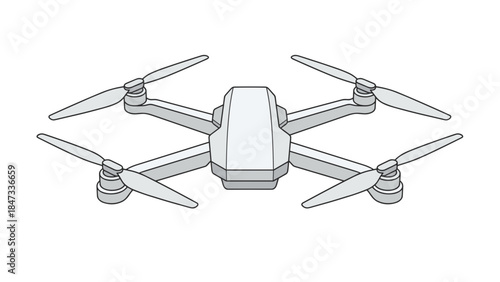 Modern quadcopter drone with four rotors, top view illustration