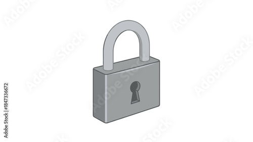 Isometric illustration of a gray padlock with a keyhole
