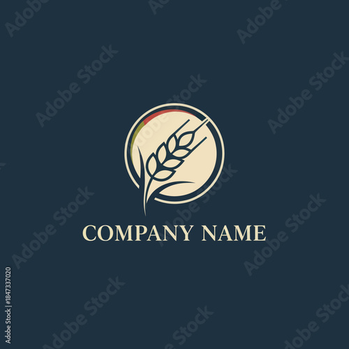 Wheat Ear Logo Design Element Circle.