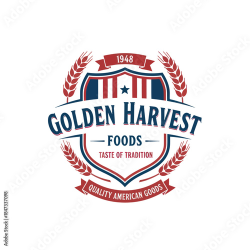 Golden Harvest Foods Vintage Logo Design.