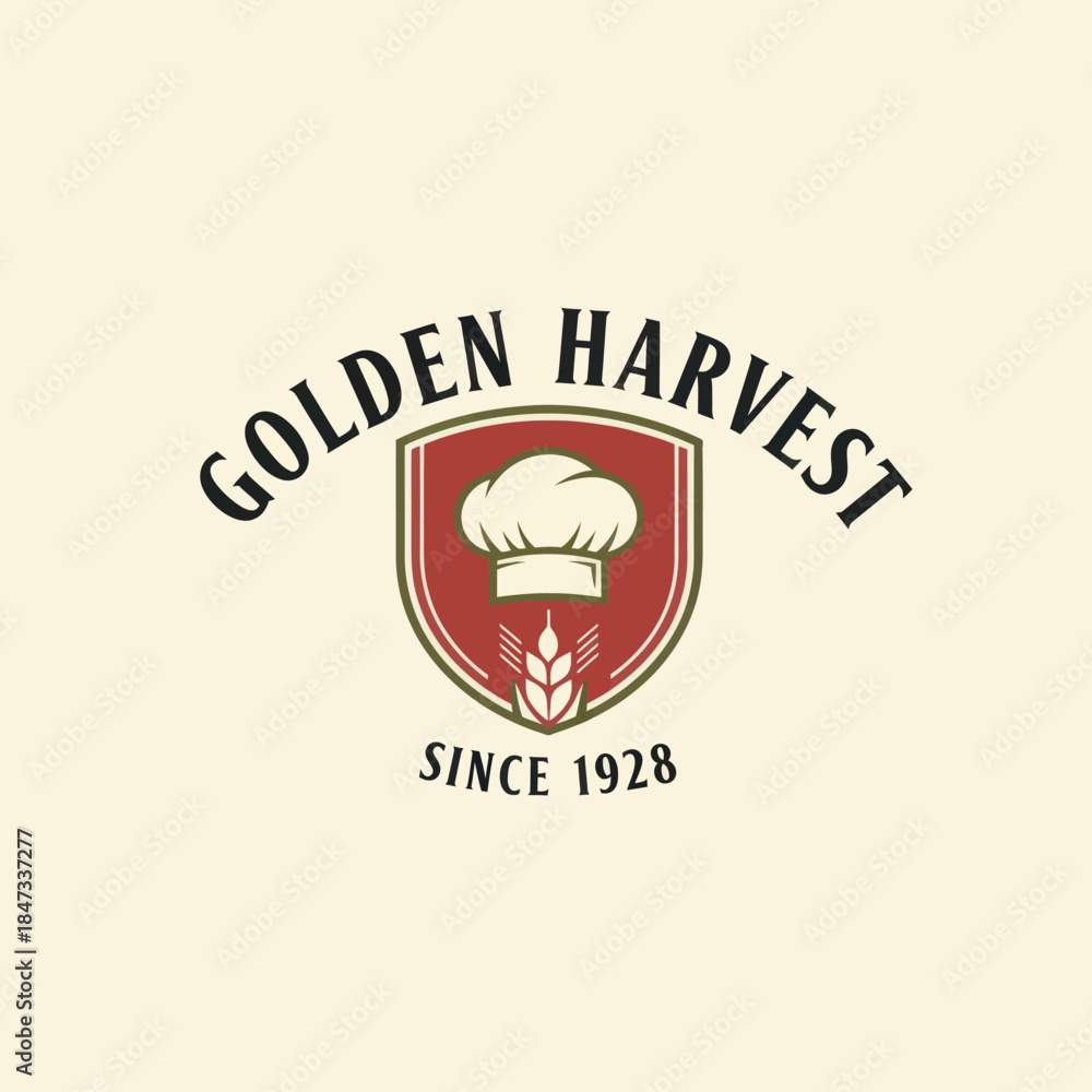 Fototapeta premium Golden Harvest Bakery Logo Design Element.