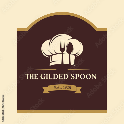 Gilded Spoon Chef Hat Logo Design.