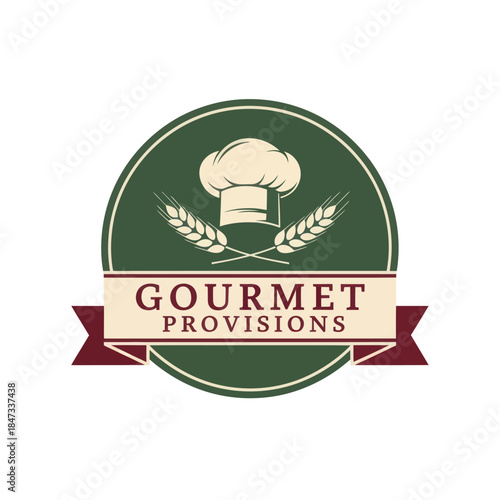 Gourmet Provisions Logo with Chef Hat.