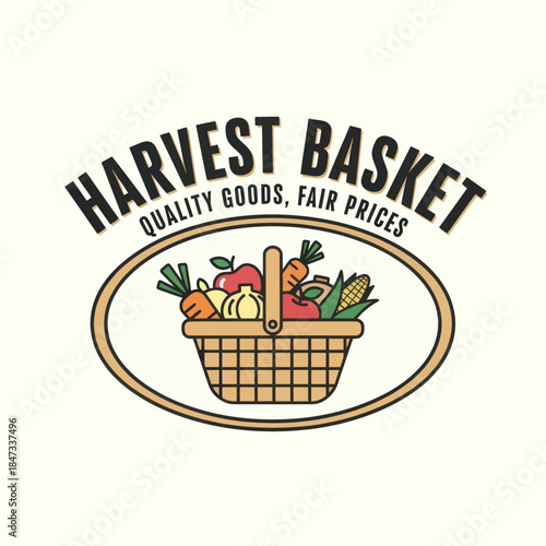 Harvest Basket Logo with Fresh Produce.