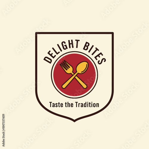 Delight Bites Restaurant Logo Design Element.