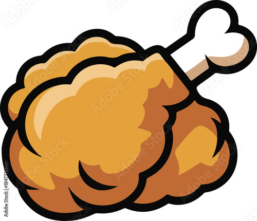 Fried Chicken Flat Vector | Crispy Fast Food Illustration