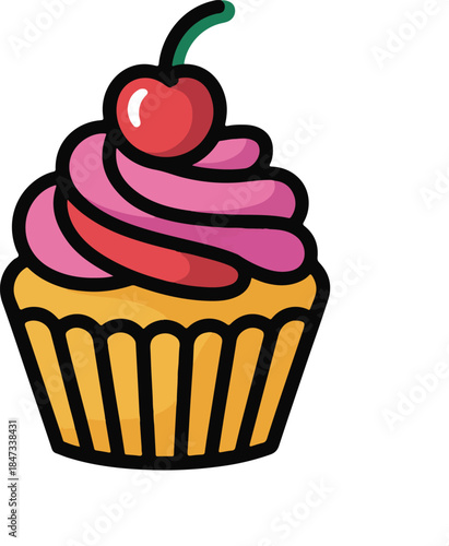 Cupcake Flat Vector | Bakery Dessert Illustration