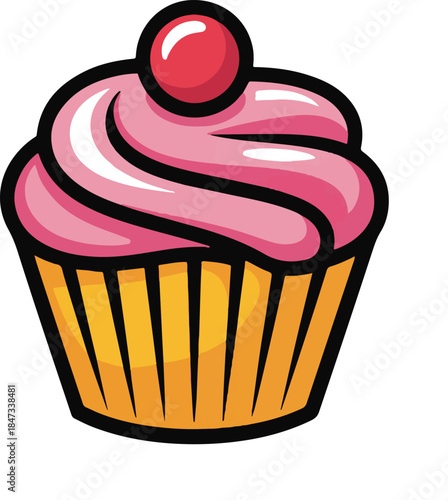 Cupcake Flat Vector | Bakery Dessert Illustration