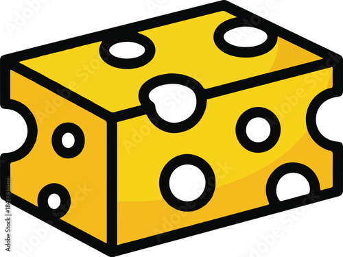 Cheese Block Flat Vector | Dairy Food Illustration