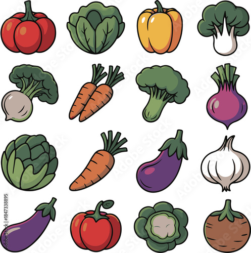 Vegetables Flat Vector | Organic Food Illustration