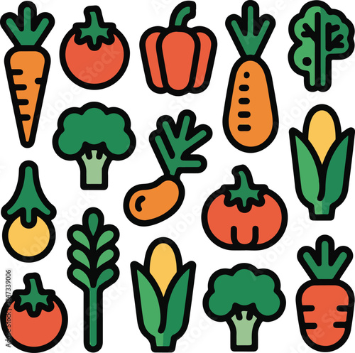 Vegetables Flat Vector | Organic Food Illustration