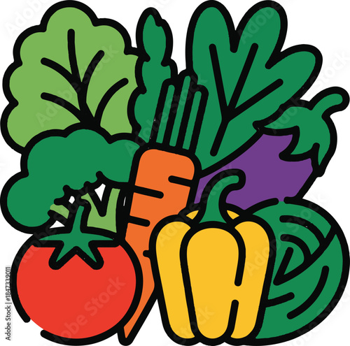 Vegetables Flat Vector | Organic Food Illustration