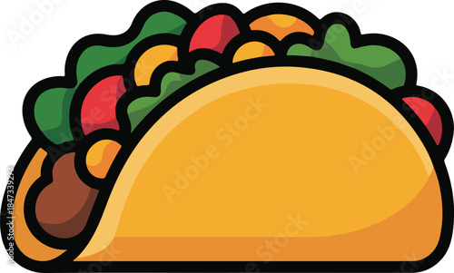 Taco Flat Vector | Mexican Food Illustration