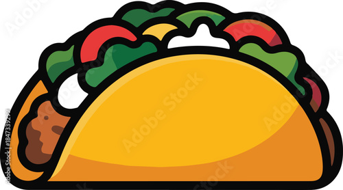 Taco Flat Vector | Mexican Food Illustration