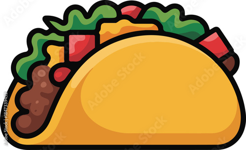 Taco Flat Vector | Mexican Food Illustration