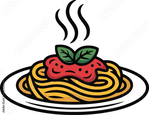 Pasta Plate Flat Vector | Italian Food Illustration